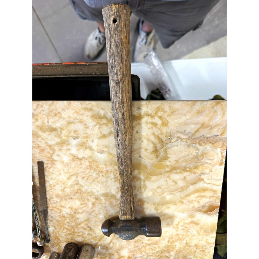 Vintage Vaughan 12 oz Ball-Peen Hammer Hickory Wood Handle Stamped Logo USA